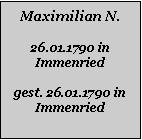 Textfeld: Maximilian N.26.01.1790 in Immenriedgest. 26.01.1790 in Immenried